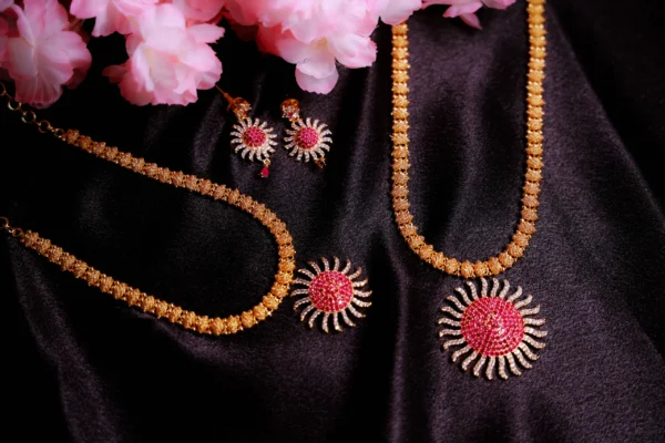 Surya Har Set – Premium Gold Necklace and Earring Set for Brides