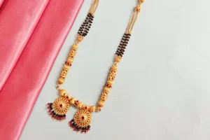 Matt Finish Long Mangalsutra with Temple Motifs