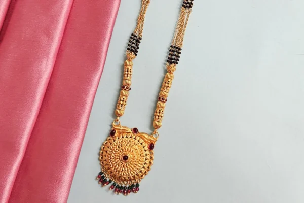 Intricate Matt Finished Temple Mangalsutra for Festive Wear