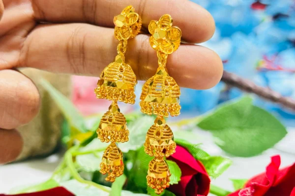 Elegant Gold Jhumka Earrings - Perfect for Festive Wear