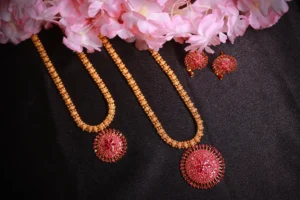 Surya Har Set – Exquisite Gold Necklace and Earrings for Brides